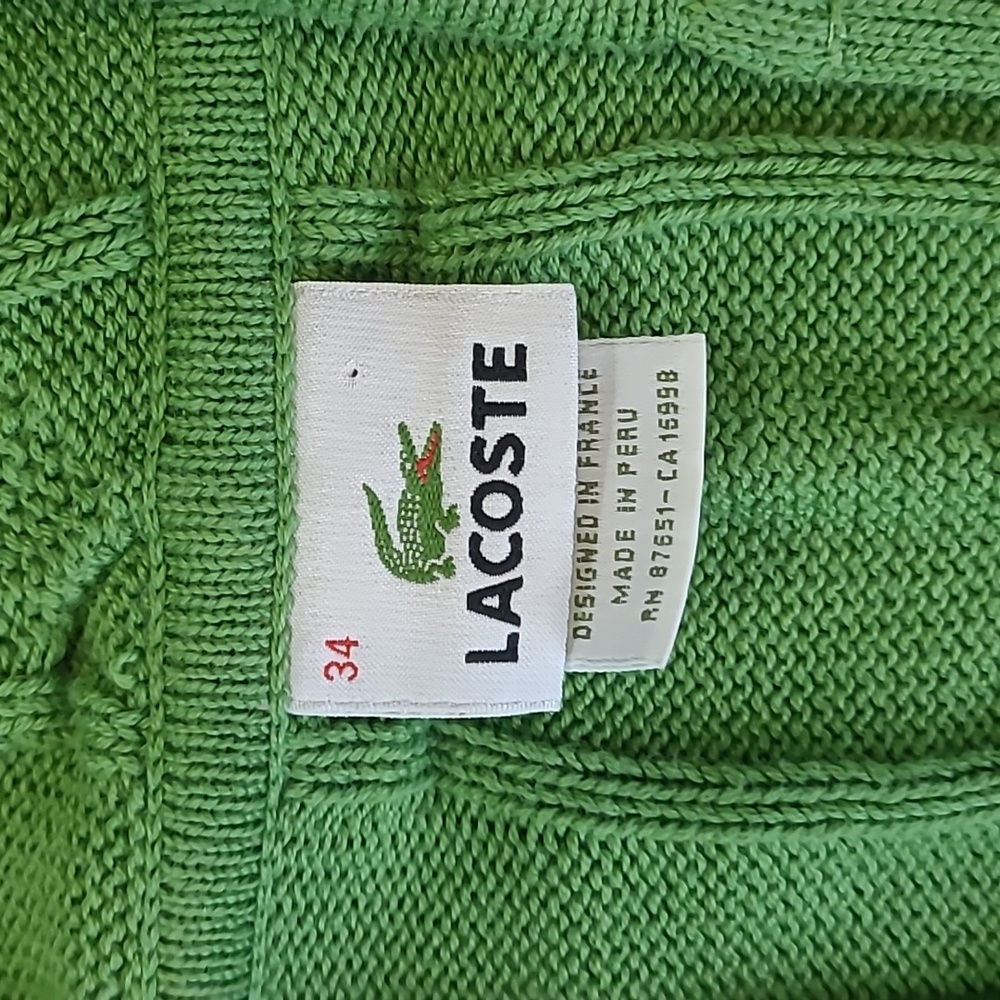 Lacoste Green Cable Knit Women's Sweater Size Xs/34 - Picture 2 of 10